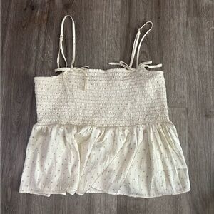 American Eagle Outfitters Cream Smocked Camisole